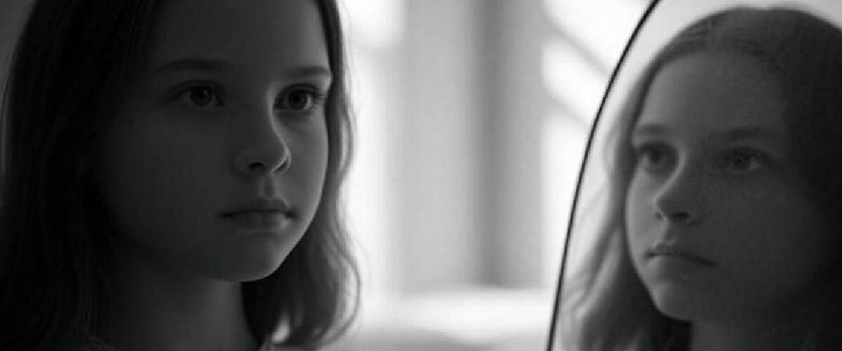 Hidden Face Girl Pic Black And White Mirror